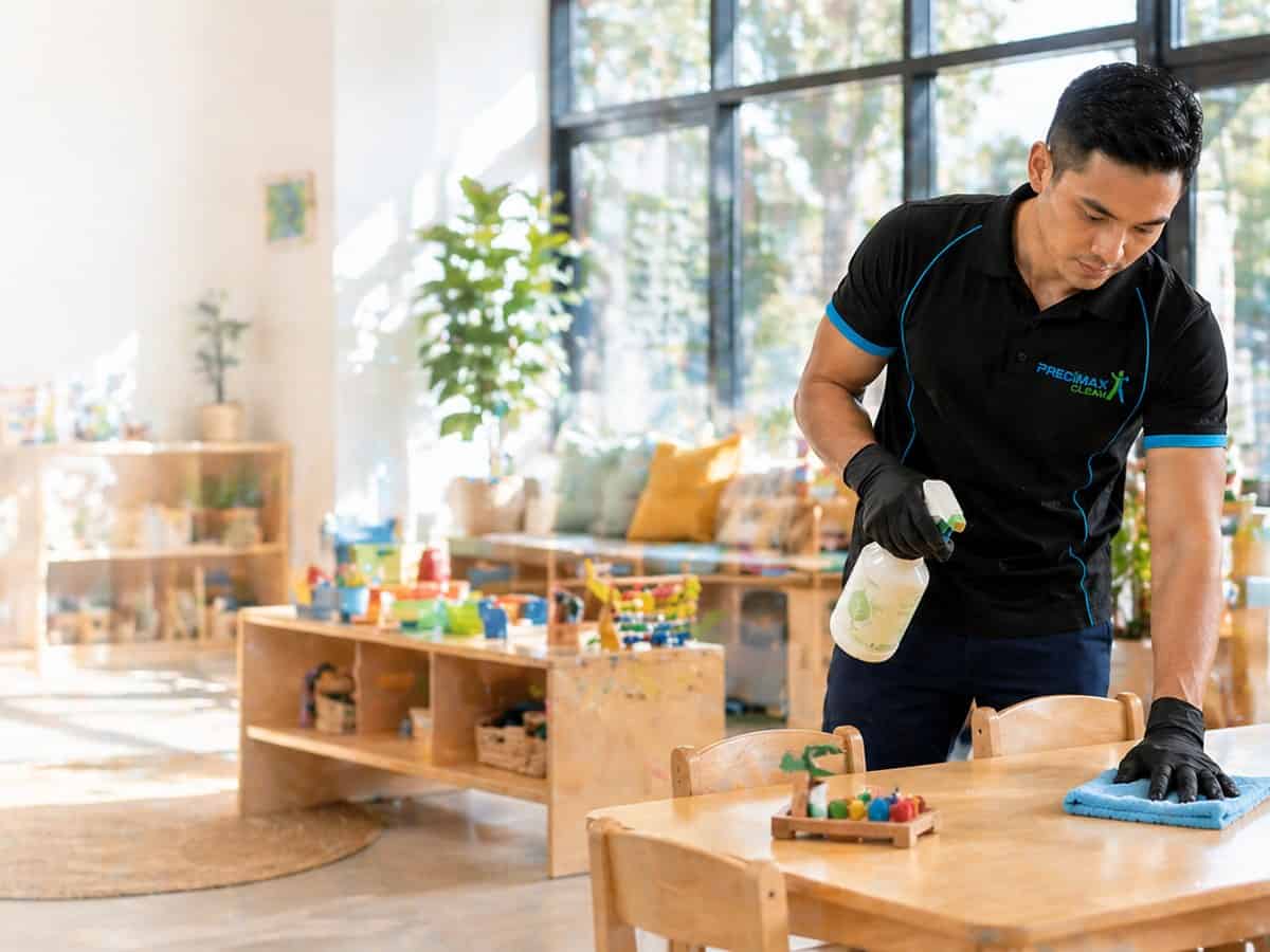 Childcare Cleaning Perth process — Precimax Clean cleaner using SafetyCulture inspection system
