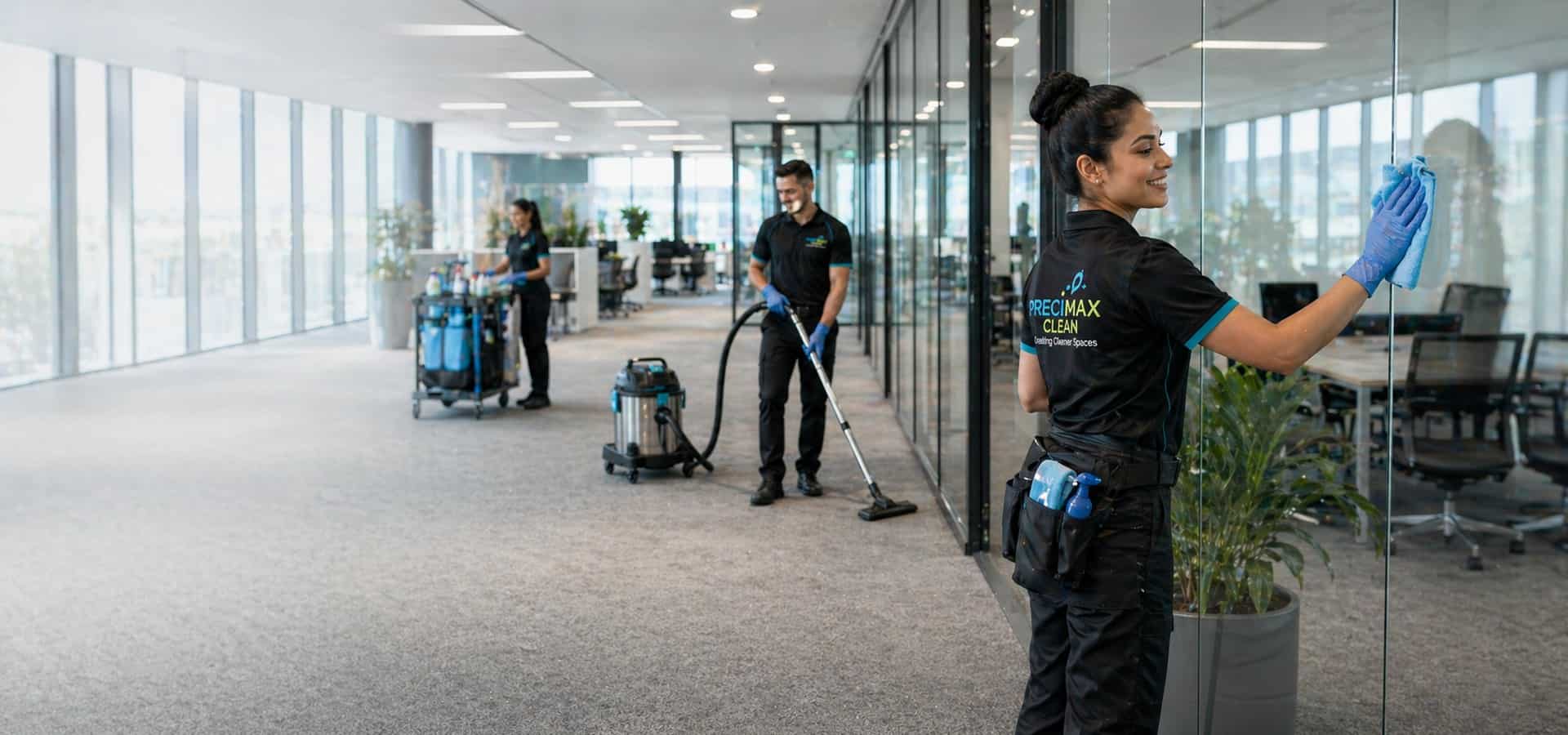 Commercial cleaning East Perth — Precimax Clean professional team in action