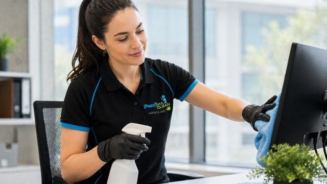 Commercial cleaner Perth maintaining office workspace