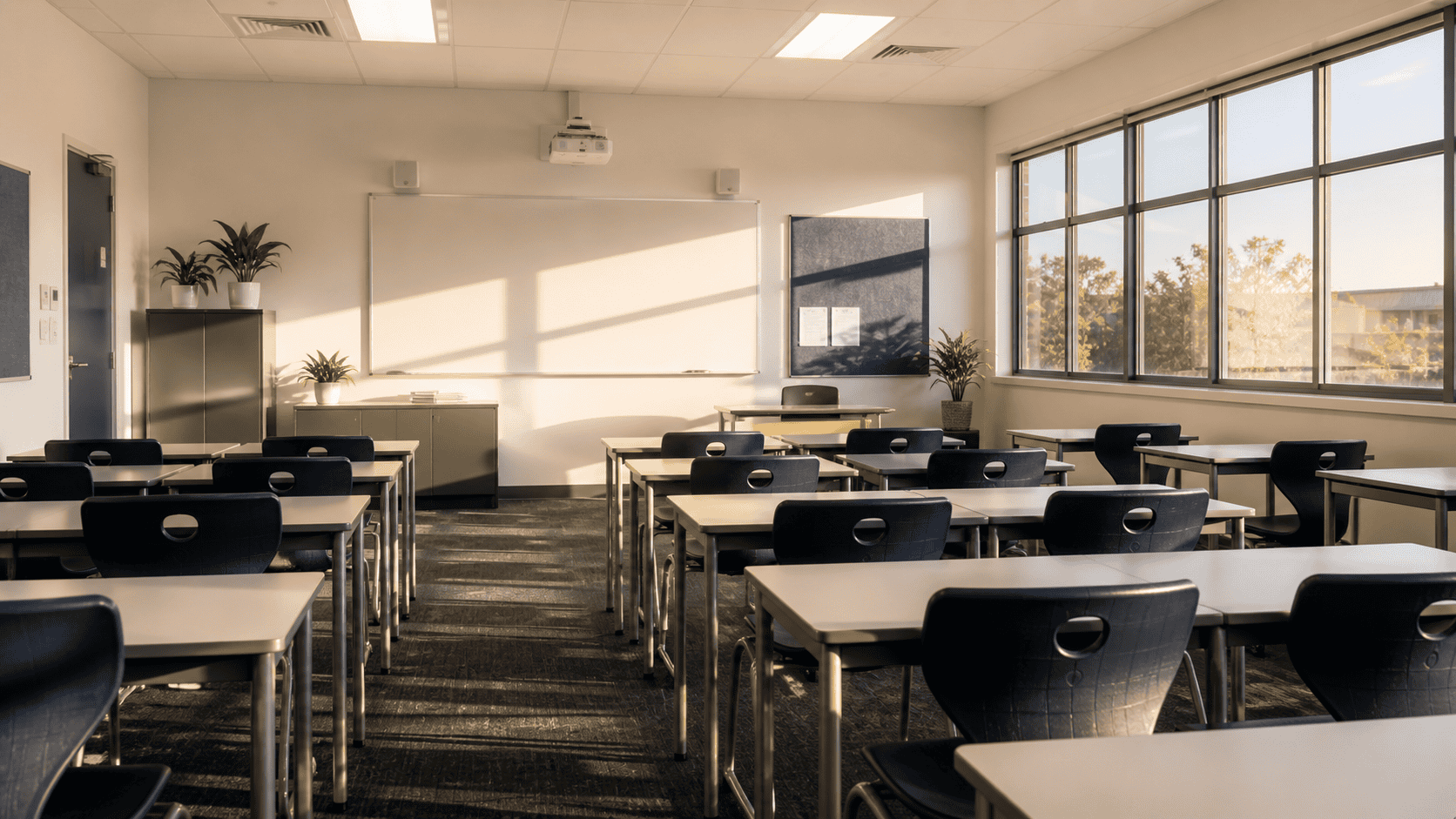 commercial cleaning Perth school classroom clean desks afternoon natural light